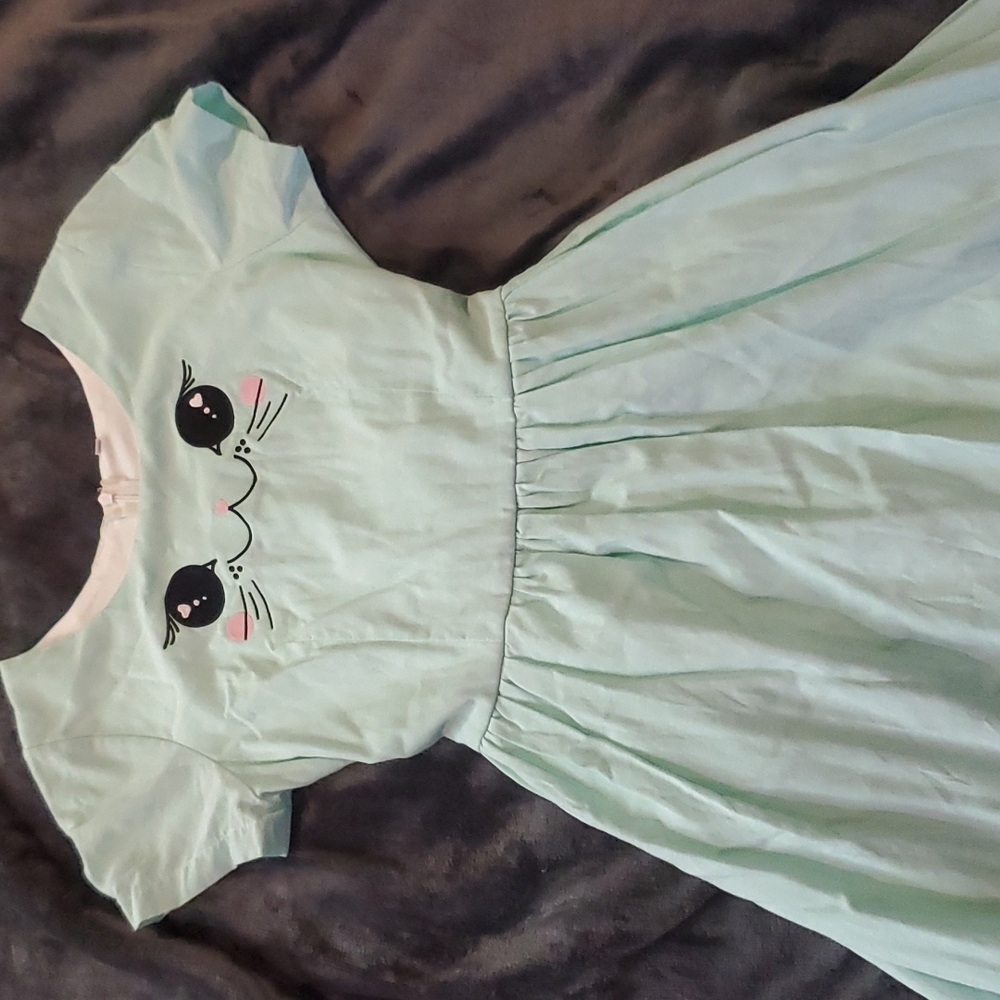 Bonne Chance mint cat dress
